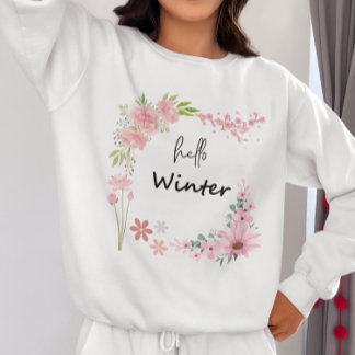 Hej Winter Wildblomma & Höst löv Sweatshirt T Shirt