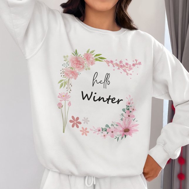 Hej Winter Wildblomma & Höst löv Sweatshirt T Shirt (Skapare uppladdad)