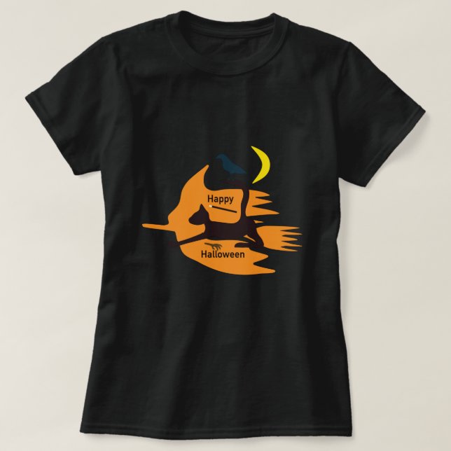 Hej Witch - Orange-Black Happy halloween Image. T Shirt (Design framsida)