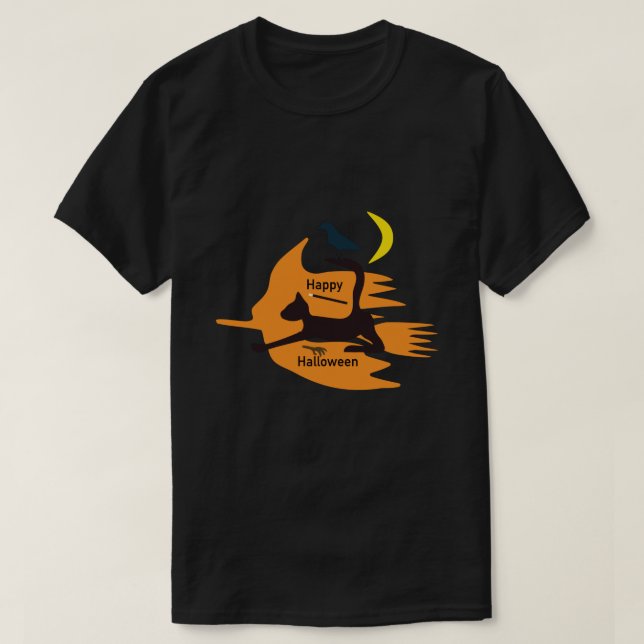 Hej Witch - Orange-Black Happy halloween Image. T Shirt (Design framsida)