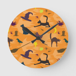 Hej Witch - Sömlös Halloween mönster. Rund Klocka