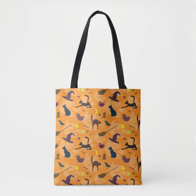 Hej Witch - Sömlös Halloween mönster. Tote Bag Tygkasse (Framsida)