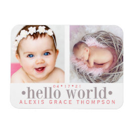 Hej World | 2-Fotomeddelande Magnet
