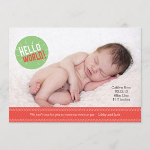 Hej World Baby annonsadapter 5 x 7 tum Meddelande