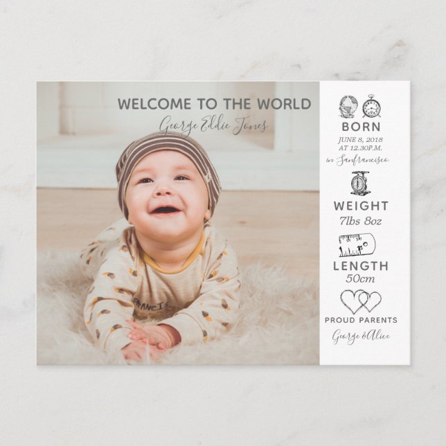 hej World baby fotograferar ett nytt meddelande Vykort (Framsida)