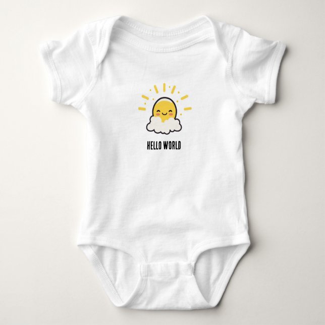 Hej World Baby-kroppsdräkt T Shirt (Framsida)