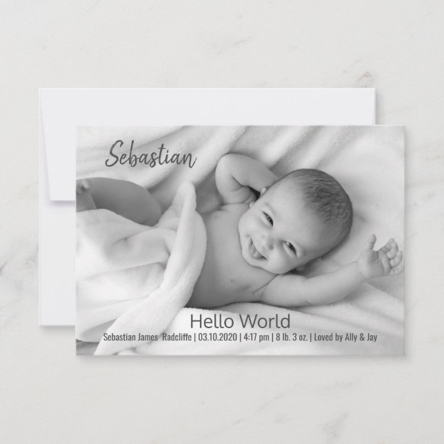 Hej World Baby Photo Cards Tack Kort (Framsida)
