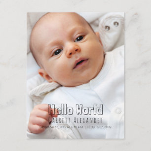 Hej World Birth Annouement Meddelande