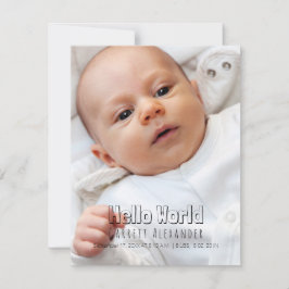 Hej World Birth Annouement Meddelande