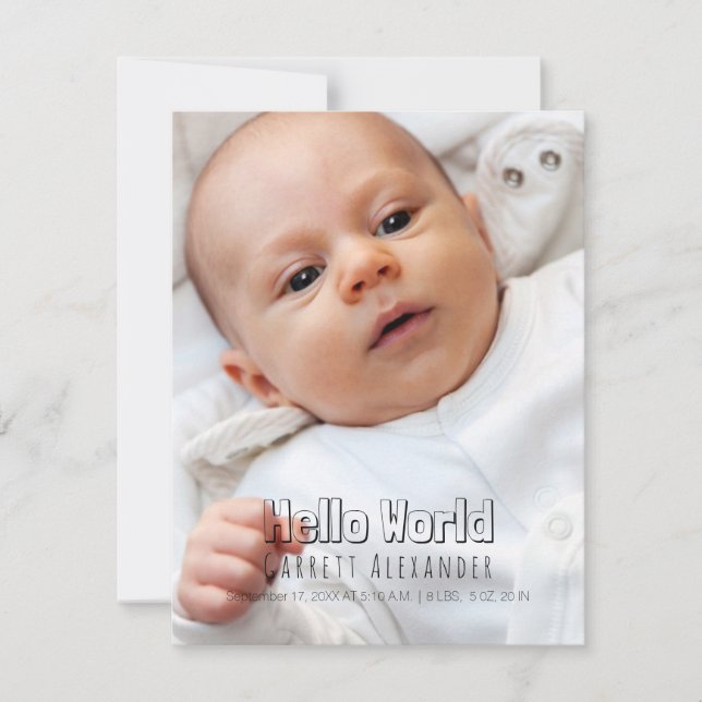Hej World Birth Annouement Meddelande (Framsida)