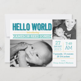 Hej World Birth Notice of Meddelande