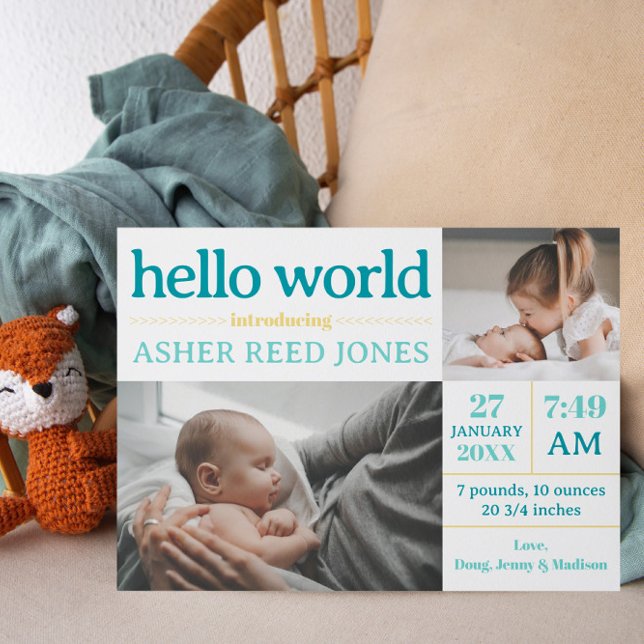 Hej World Birth Notice of Meddelande (Skapare uppladdad)