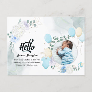 hej World born Notice Postcard Meddelande Vykort