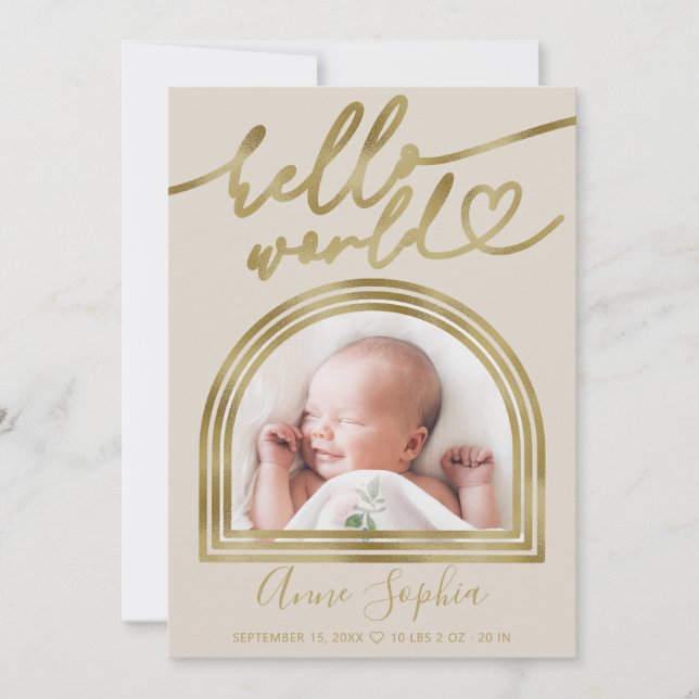 Hej World Chic Arch Ram Birth Notice Julkort (Framsida)