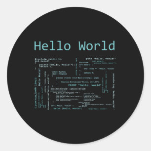Hej World Computer Programming Language Runt Klistermärke