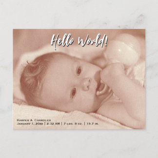 Hej World - din text- och Baby-fotomall Meddelande Vykort
