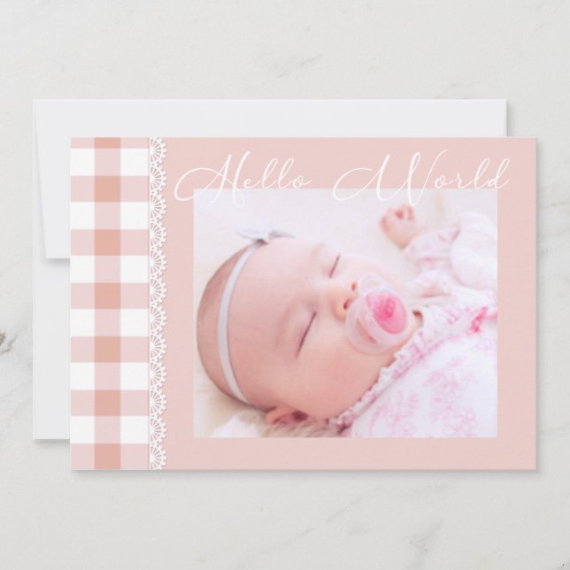 Hej World Flicka Birth Notice of Meddelande (Framsida)