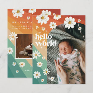 Hej World Födelsemeddelande av Retro Boho