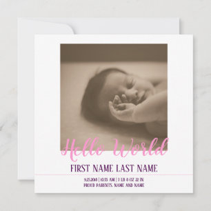 Hej World - födelsemeddelande med foto