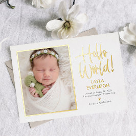 Hej World Foil Baby Birth Notice