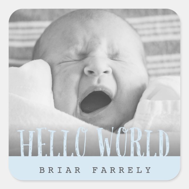 HEJ WORLD FYRKANTIGT KLISTERMÄRKE (Framsida)