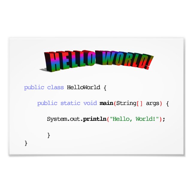 Hej World Geek hälsning Java Fototryck (Framsidan)