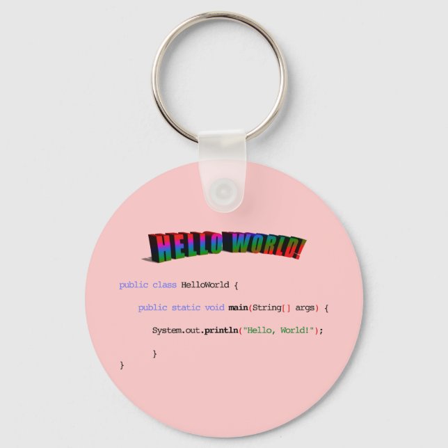 Hej World Geek hälsning Java Nyckelring (Framsida)