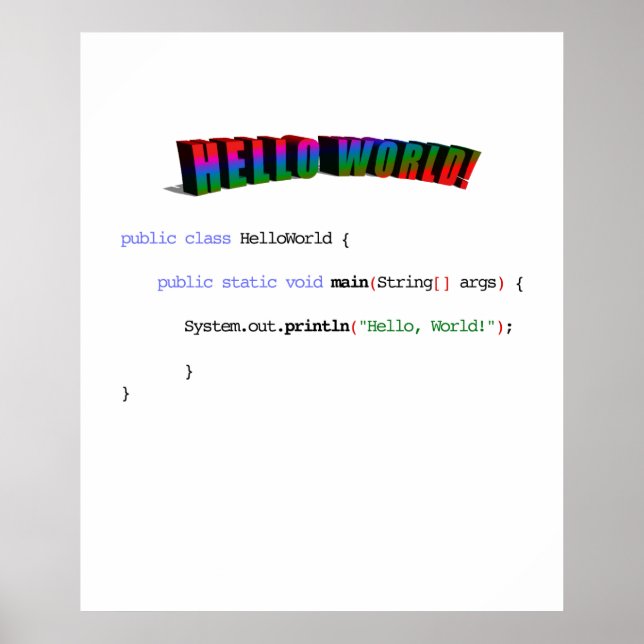 Hej World Geek hälsning Java Poster (Framsidan)