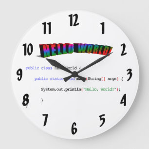 Hej World Geek hälsning Java Stor Klocka