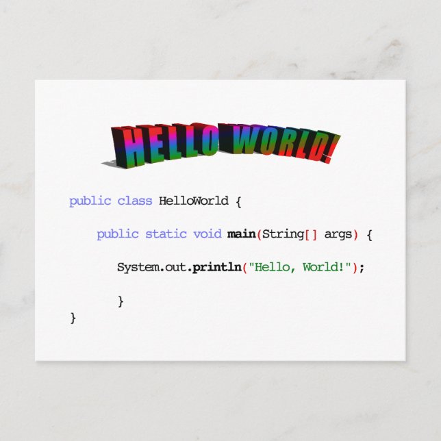 Hej World Geek hälsning Java Vykort (Framsida)
