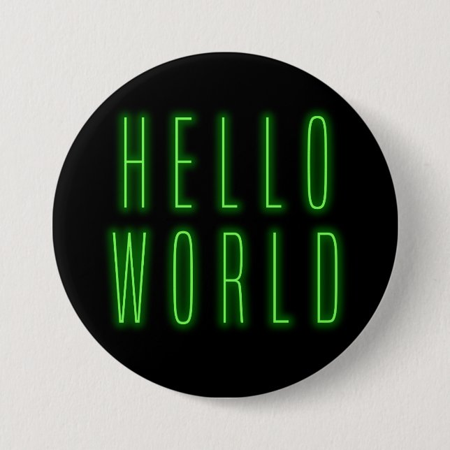 Hej World Glowing Neon Sign Knapp (Framsida)