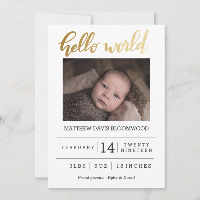 Hej World Handskriftlig foto av födelsedagen Meddelande (Framsida)