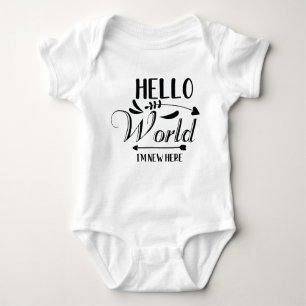 "Hej World i'm new here" Lusj Baby Bodykostym T Shirt