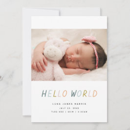 Hej World Nyfödd bebis Birance Card Meddelande