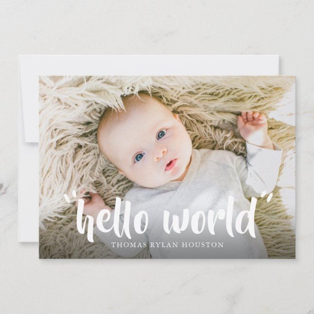 Hej World Nyfödd bebis Birth Notice of Julkort (Framsida)