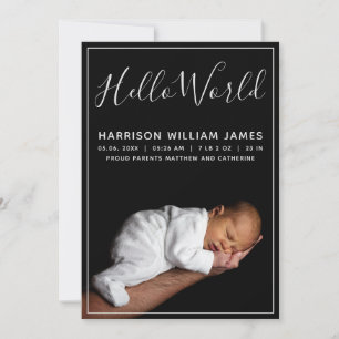 Hej World Photo Baby Birth Meddelande