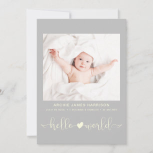 Hej World Photo Heart Arrow Gult Grått Birance Meddelande