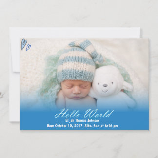 Hej World Pojke Birth Notice of Meddelande