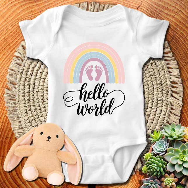 Hej World Rainbow Baby Feet T Shirt (Skapare uppladdad)