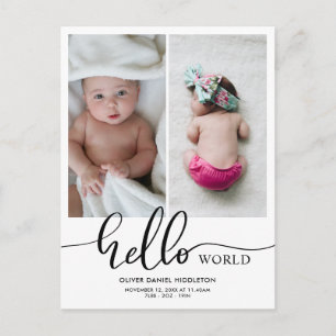 Hej World Script Photo Meddelande Vykort