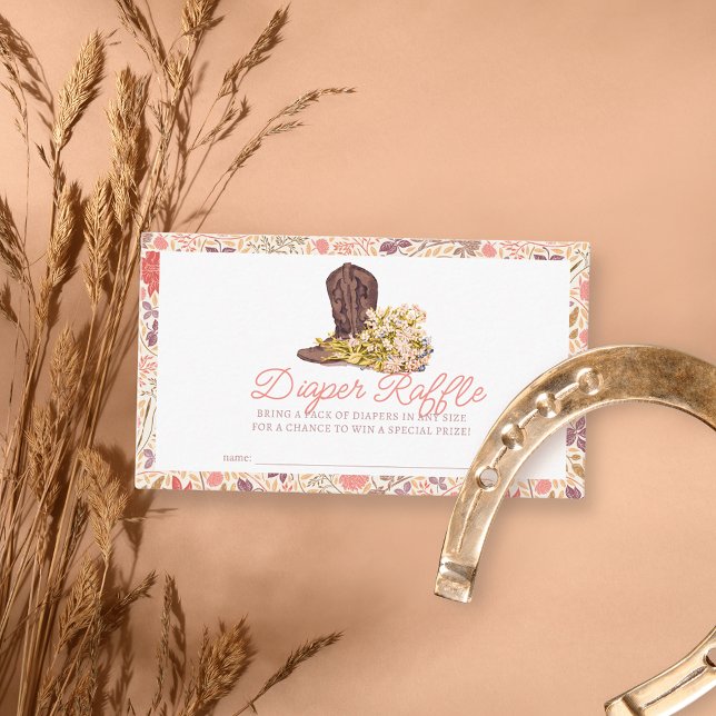 Hej, Y'all Cowboy Boot Bouquet Diaper Raffle Bilje Tilläggskort (Skapare uppladdad)