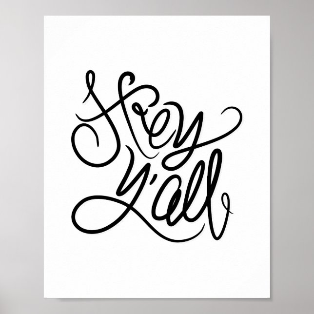 Hej YALL Quote Typography Wall Art Print/Poster Poster (Framsidan)