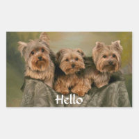 Hej Yorkshire Terrier Puppy Hund Hälsning Sticker