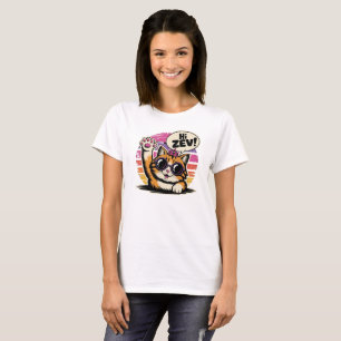Hej Zev Rollig Katt Prinsessa Retro  T Shirt