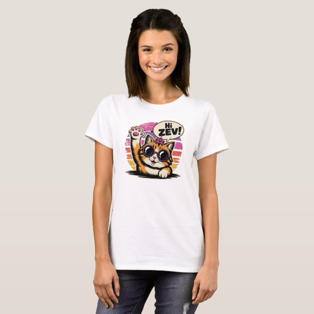 Hej Zev Rollig Katt Prinsessa Retro  T Shirt (Hel framsida)