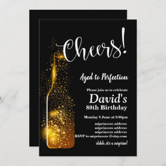 hejar på födelsedag i Birthday, vin, glitter, vin, Inbjudningar