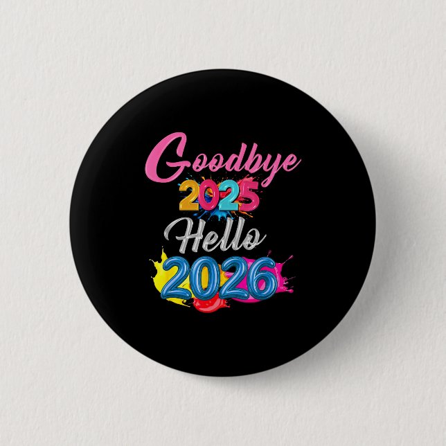 Hejdå 2025 Hej 2026 Barn Rolig Nyår  Knapp (Framsida)