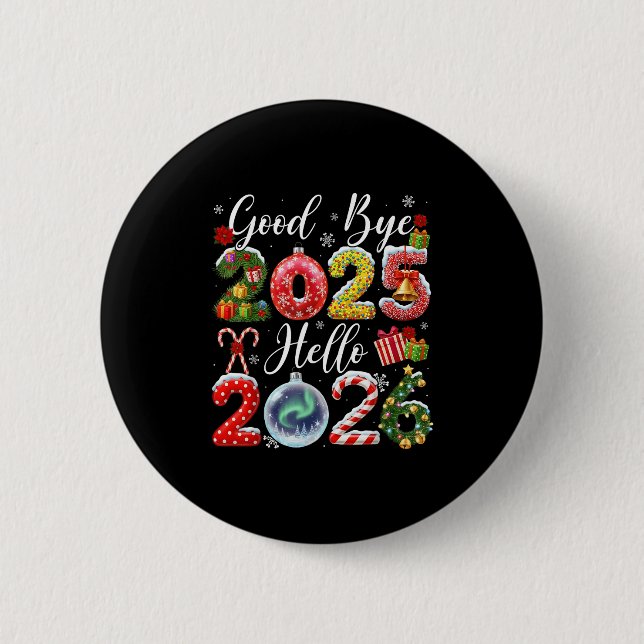 Hejdå 2025 Hej 2026 God Jul Gott Nytt  Knapp (Framsida)