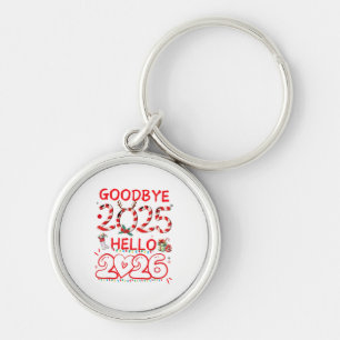 Hejdå 2025 Hej 2026 God Jul Gott Nytt Rund Silverfärgad Nyckelring