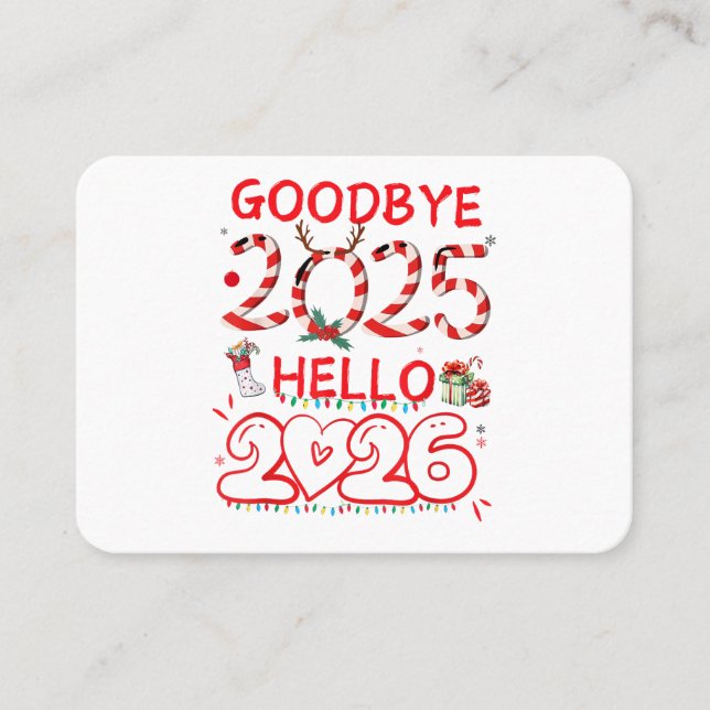 Hejdå 2025 Hej 2026 God Jul Gott Nytt  Visitkort (Framsida)